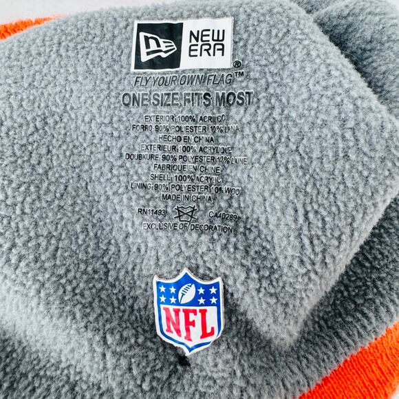 New‎ Era NFL Denver Broncos On Field Beanie Hat Pom Knit Cuffed Orange Mens OS - Picture 9 of 10